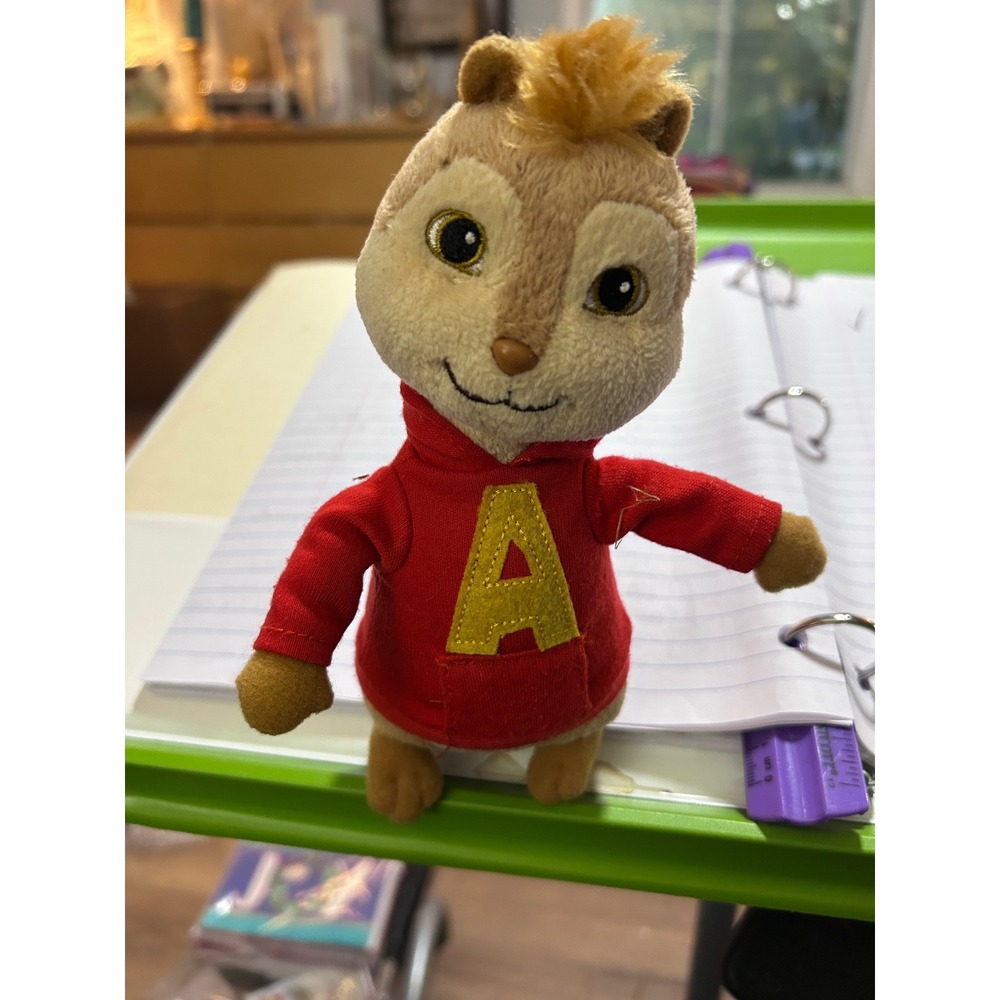Alvin Chipmunk Plush Toy Red Hoodie ‎ Stuffed Animal Kids Gift Ty beanie Rare